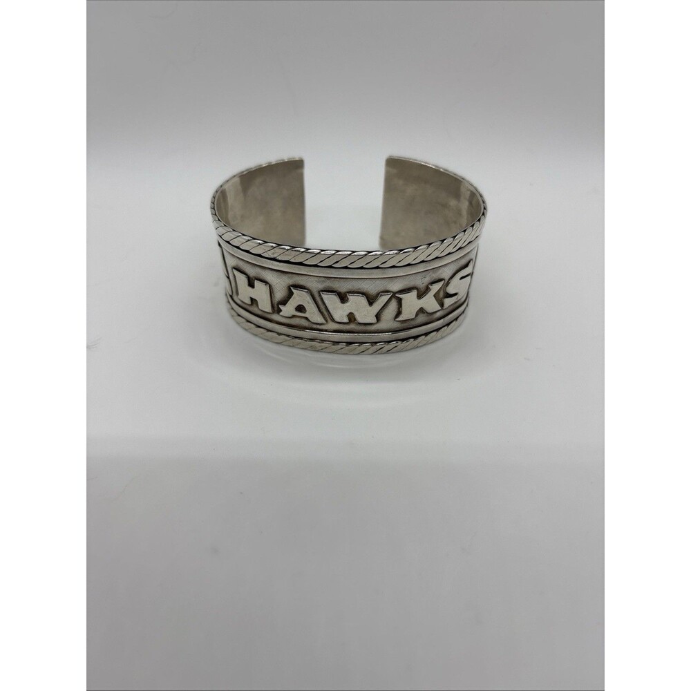 Sterling Silver 1 7/8” Wide Seahawk Hawks Cuff Bracelet 3.9 Oz Local Silversmith